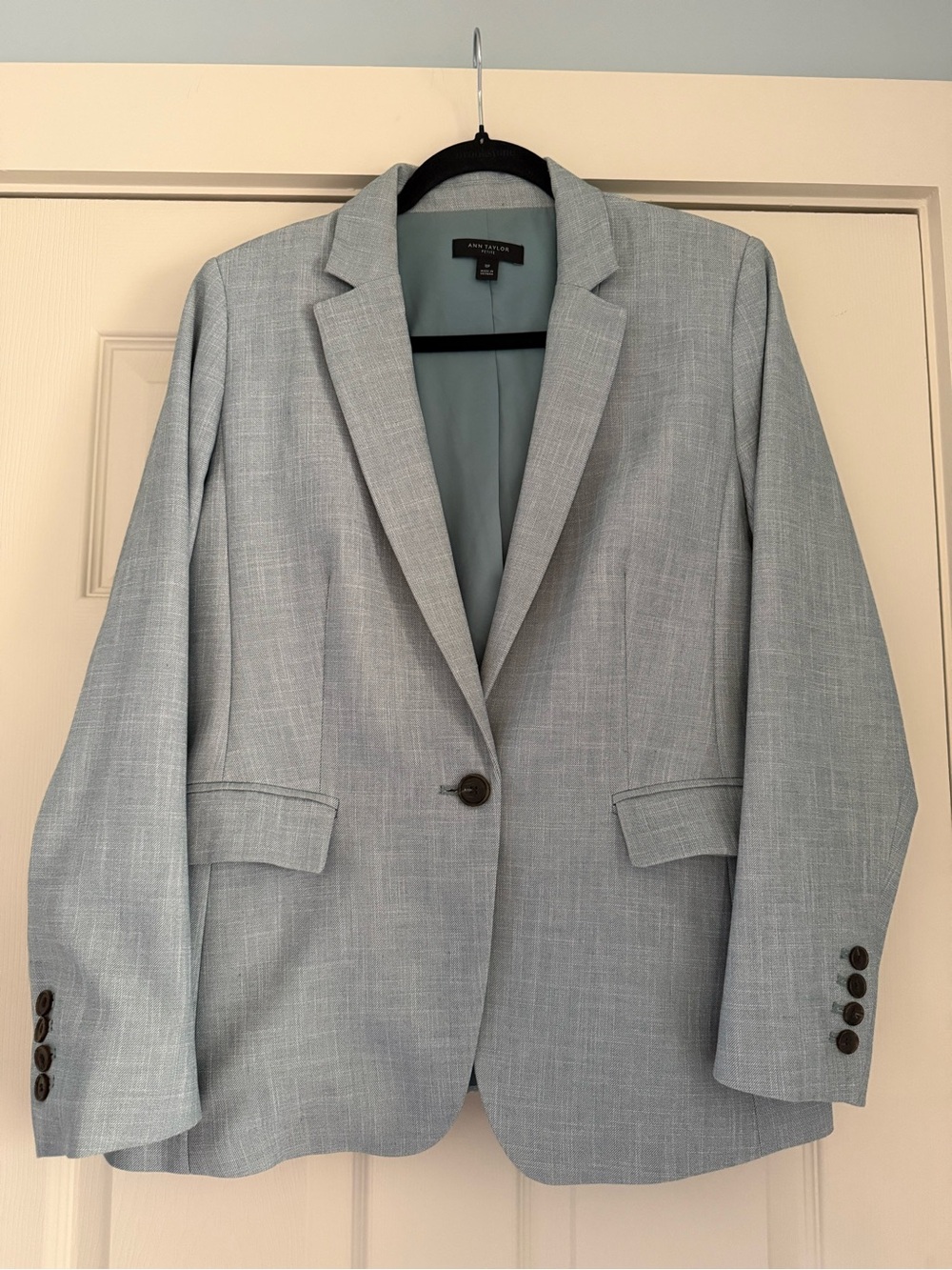 Ann Taylor Pale Blue Women's Single-Button Blazer